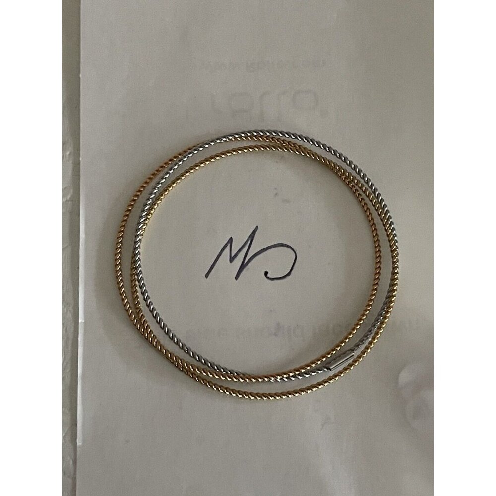MARSALA Tricolor Bangle Bracelet Rose Silver Gold Twist Cable Stainless Steel